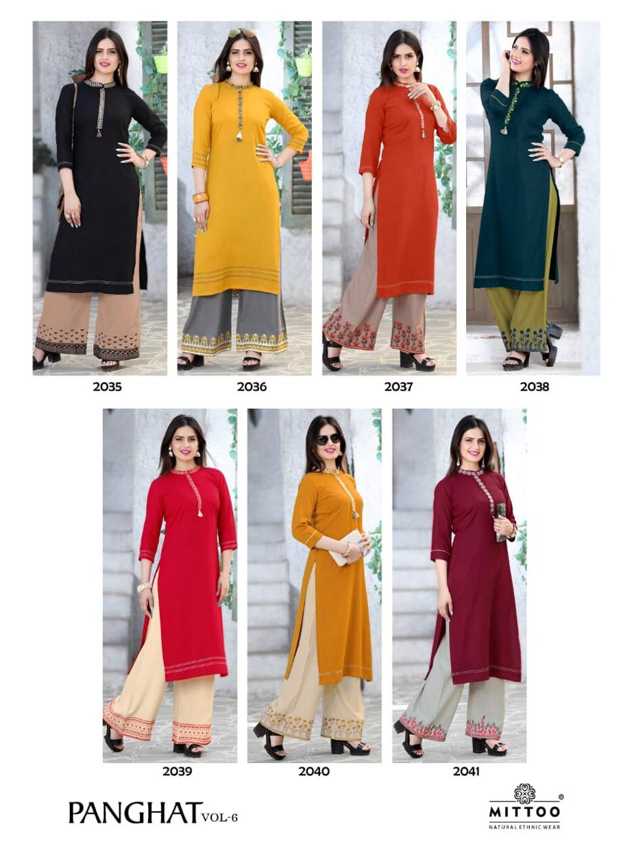 Panghat Vol-6 Mittoo Design Embroidery Payal work Kurti Panghat Vol-6 Mittoo Design Embroidery Payal work Kurti